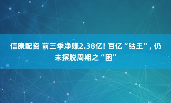 信康配资 前三季净赚2.38亿! 百亿“钴王”, 仍未摆脱周期之“困”